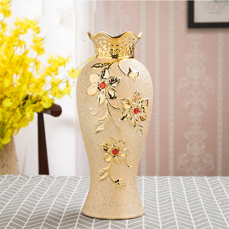 Ceramic Vase Electroplating Gold European Style Home Living Room Decoration - A stunning centerpiece for any room.
