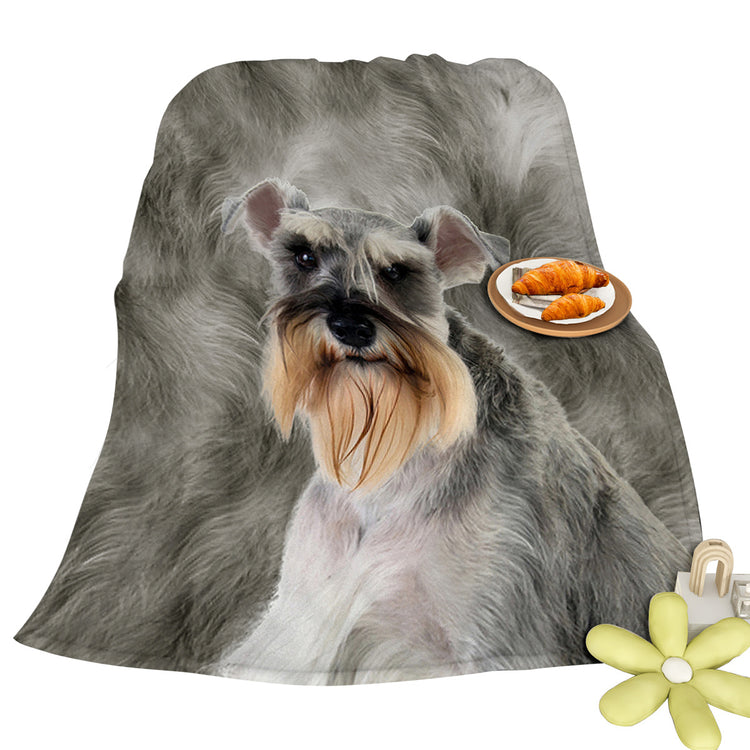 Schnauzer Flannel Blanket used as a cute throw for an office chair, adding charm and comfort.