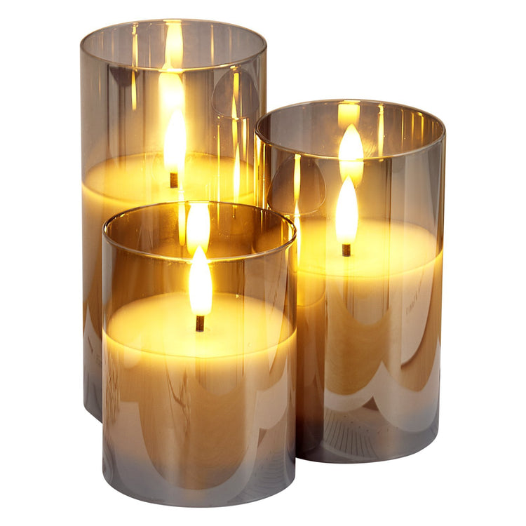 Flameless LED Candles 3 Pack with remote control, showcasing a warm flickering glow for safe ambiance and perfect for home decoration.
