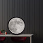 Home Moon Mirror displayed on a dresser, enhancing the ambiance with soft LED lighting.
