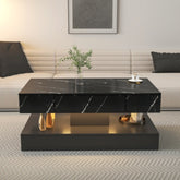 6.93IN High LED Coffee Table with modern design for living room decoration, featuring vibrant RGB LED lights.