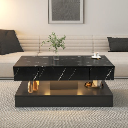 6.93IN High LED Coffee Table with modern design for living room decoration, featuring vibrant RGB LED lights.
