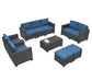 Elegant coffee table and ottomans included in the 10 Piece Patio Furniture Set, perfect for enjoying drinks in the sun.