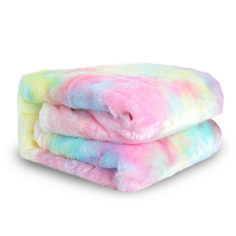Person wrapped in the 1 Piece Shaggy Blanket, enjoying the comfort and style of this colorful Plush Faux Fur Blanket.