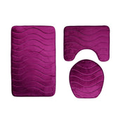 Soft and durable Three-piece Toilet Seat Toilet Mat Set in vibrant colors, designed for ease of cleaning and maintenance.
