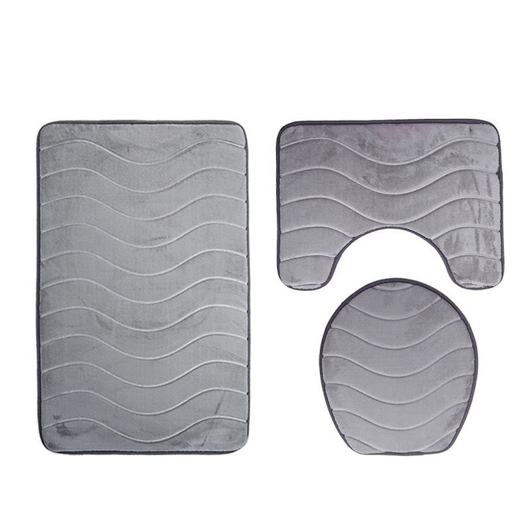 Three-piece Toilet Seat Toilet Mat Bathroom Non-slip Mat with a close-up view of the non-slip backing, ensuring secure placement on the floor.