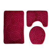 Three-piece Toilet Seat Toilet Mat Bathroom Non-slip Mat highlighting the durable polyester fiber material used in the bathroom mat set.
