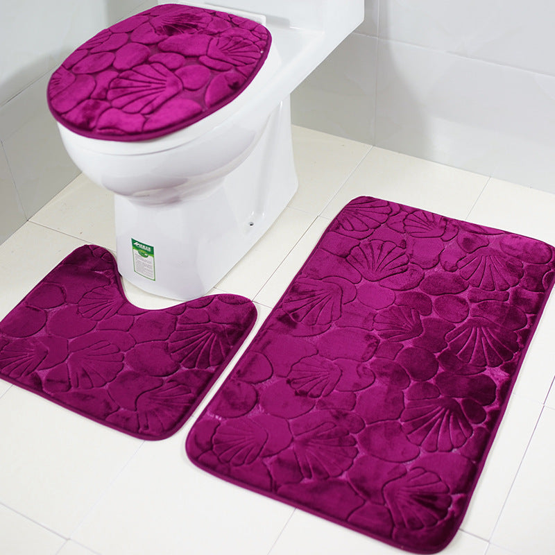 Three-piece Toilet Seat Toilet Mat Bathroom Non-slip Mat showing a stylish toilet mat set with vibrant colors and modern design.