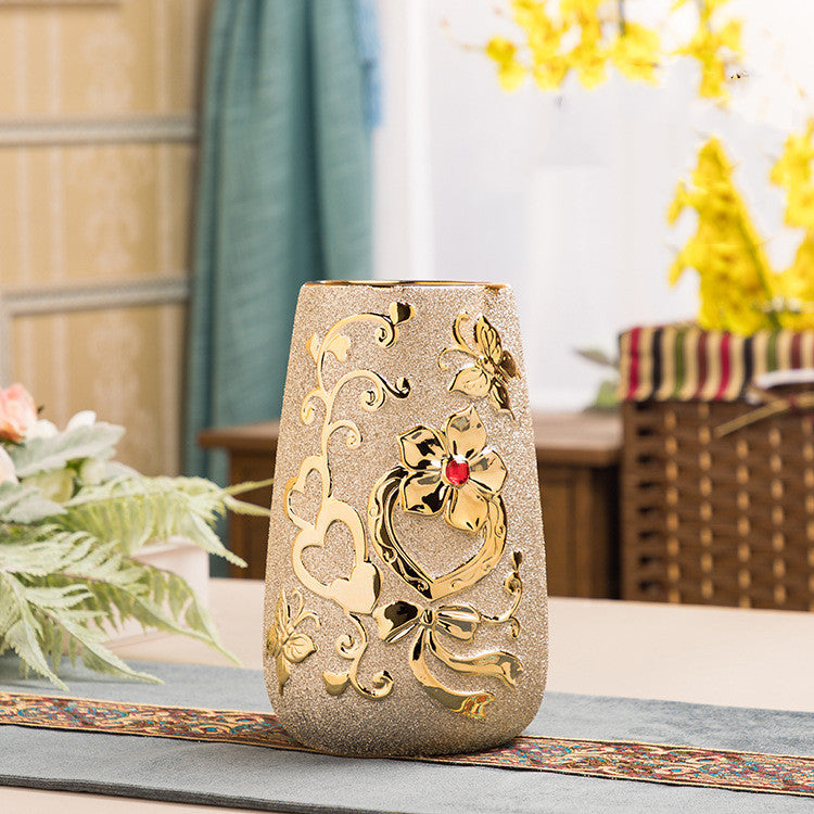 Chic Ceramic Vase with Gold Electroplating - Stunning European Style Decor