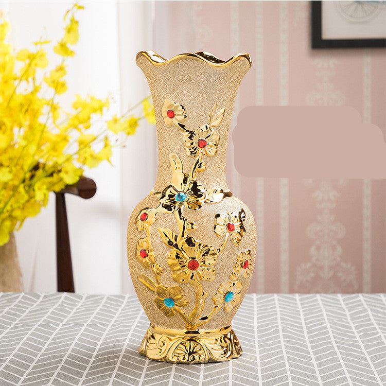 Ceramic Vase Electroplating Gold European Style Home Living Room Decoration - Versatile and elegant accent piece.