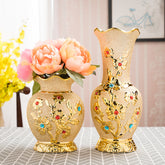 Ceramic Vase Electroplating Gold - Elegant European Style Home Living Room Decoration