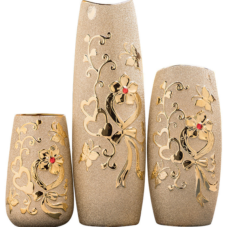Stylish European Ceramic Vase in Gold - Perfect for Living Room Decoration