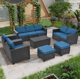 Stylish and comfortable 10 Piece Patio Furniture Set ideal for outdoor spaces with two single chairs and two corner chairs.