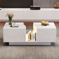 Elegant high gloss Led Coffee Table showcasing its spacious 2 drawer storage and 16-color LED lights, enhancing the ambiance of any living space.