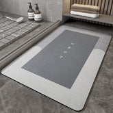 Napa Skin Super Absorbent Bath Mat on a bathroom floor, highlighting the quick drying feature and non-slip backing for safety.