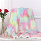 1 Piece Shaggy Blanket Plush Faux Fur Blanket in vibrant rainbow colors perfect for bed or sofa, showcasing ultra-soft luxury and cozy texture.