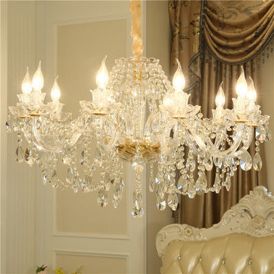 Beautifully installed Luxury Crystal Chandelier In Living Room adding a touch of luxury.