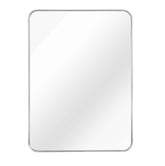 24x36 Inch Silver Metal Framed Rectangular Bathroom Mirror for Wall, showcasing a stylish design that enhances modern and contemporary spaces.