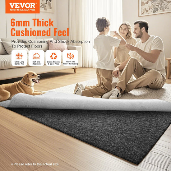 Non Slip Rug Pad Gripper Carpet Mat 0.24Thick for all floor types, showcasing durable and cushioned design.