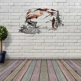 Home Decor Mallard Alloy Wall Art set in a rustic room, emphasizing its compatibility with both modern and traditional decor themes.