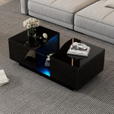 LED coffee table displayed with colorful lighting, designed for elegant living room ambiance.