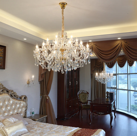 Luxury Crystal Chandelier In Living Room showcasing stunning design and elegance.