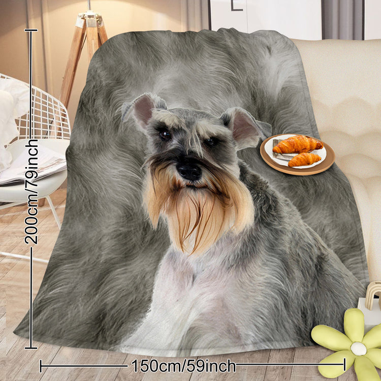 Schnauzer Flannel Blanket folded neatly, suitable for gifting to Schnauzer lovers, measuring 75x100 cm for versatile use.