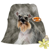 Schnauzer Flannel Blanket used as a cute throw for an office chair, adding charm and comfort.