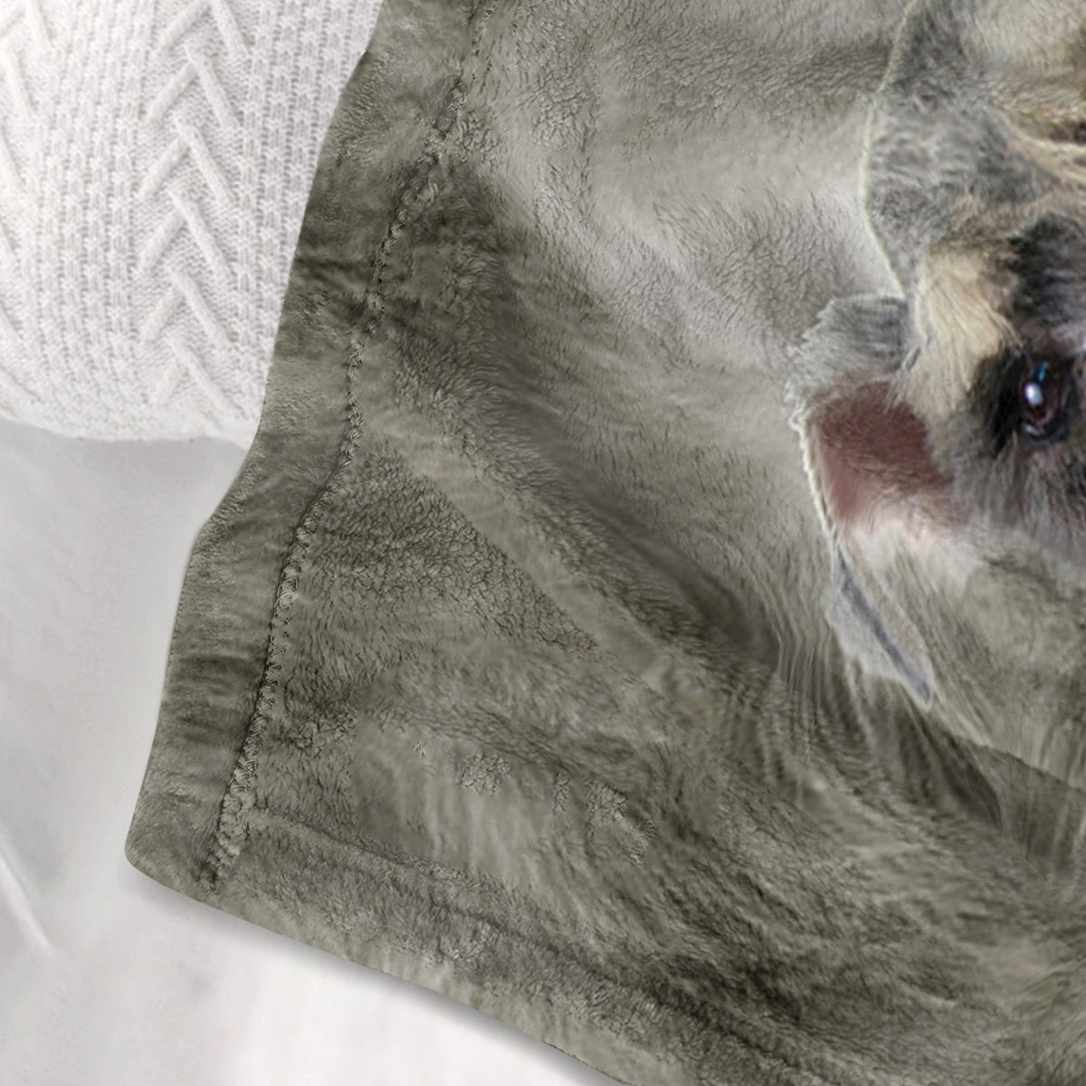 Close-up of Schnauzer Flannel Blanket showcasing its soft flannel fabric and adorable Schnauzer design.