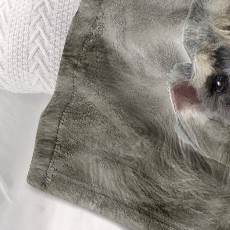 Close-up of Schnauzer Flannel Blanket showcasing its soft flannel fabric and adorable Schnauzer design.