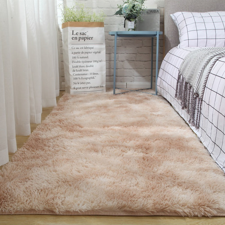 Stylish Plush Carpet Floor Mat in a bedroom setting, providing warmth and comfort during colder seasons.