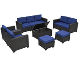 Elegant 10 Piece Patio Furniture Set showcased on a sunny balcony, ideal for relaxing and enjoying outdoor meals.