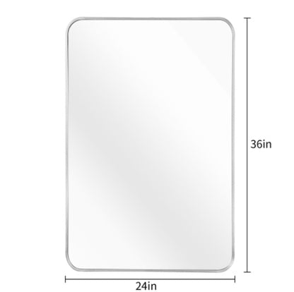 24x36 Inch Silver Metal Framed Rectangular Bathrrom Mirror For Wall