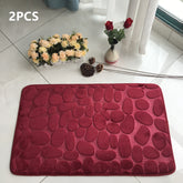 Absorbent Non-slip Stone Embossed Carpet Floor Mat displayed in a modern kitchen environment.