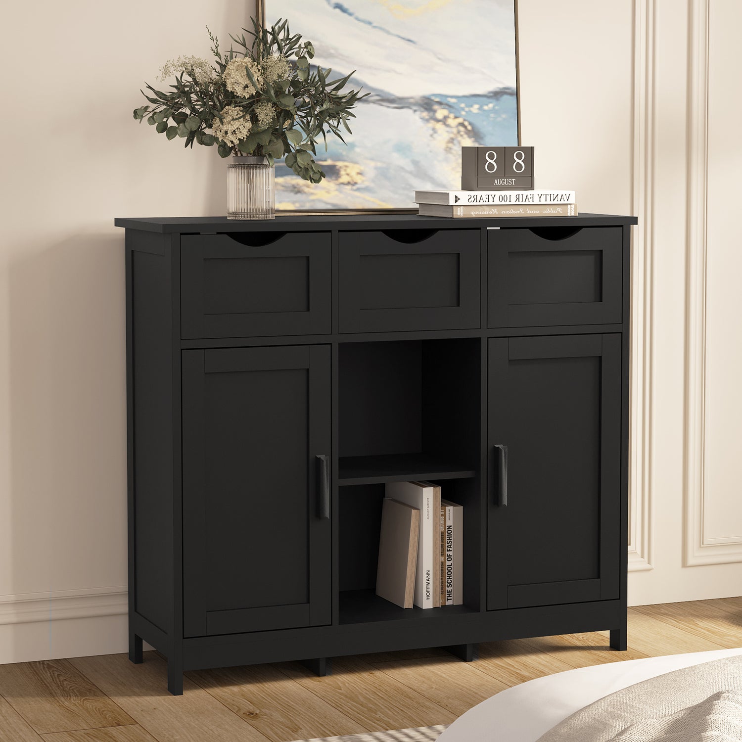 Versatile Storage Cabinet with Adjustable Shelves for Bathroom and Living Room Use