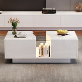 High gloss coffee table featuring 16-color LED lights, ideal for home office and living room decor.