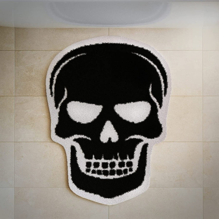 Diverse patterns on Halloween Theme Carpet Cashmere Floor Mat Non-slip showcasing skulls and spooky icons.