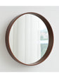 Bathroom Solid Wood Simple Bathroom Mirror, showcasing its elegant round design and walnut finish, perfect for modern bathrooms and bedrooms.
