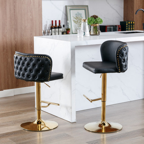 A&A Furniture Swivel Barstools with adjustable seat height, modern PU upholstered design and tufted back, perfect for home pub or kitchen island.