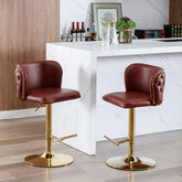 A&A Furniture Swivel Barstools adjustable seat height, modern PU upholstered bar stools with tufted whole back, perfect for home pub and kitchen island.