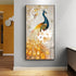 Close-up of the peacock design featured in our home wall art living room decoration poster, adding elegance to any space.
