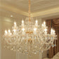 Luxury Crystal Chandelier in Living Room featuring adjustable height for perfect decor fit.