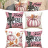 4Pcs Pillow Covers 18x18In featuring vibrant pumpkin and maple leaf designs, perfect for Thanksgiving decor on sofa or couch.