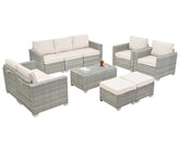 Complete layout of the 10 Piece Patio Furniture Set, ideal for small balconies or spacious patios.