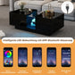High Gloss Black Led Coffee Table with dual drawer storage, showcasing an innovative design and vibrant LED lighting options for stylish home decor.