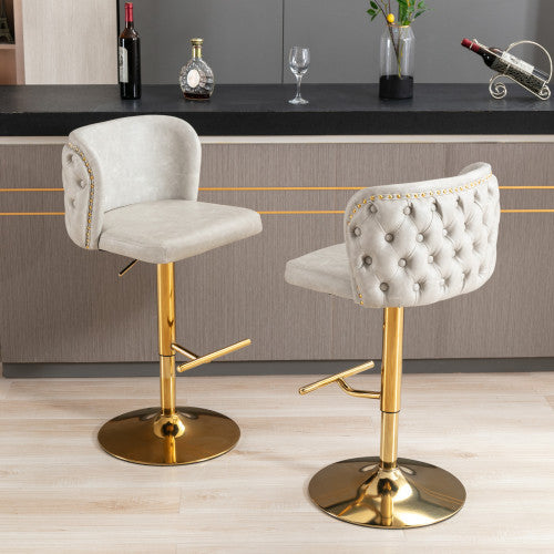 A&A Furniture Swivel Barstools arranged around a kitchen island, demonstrating modern elegance and comfort for home entertainment.