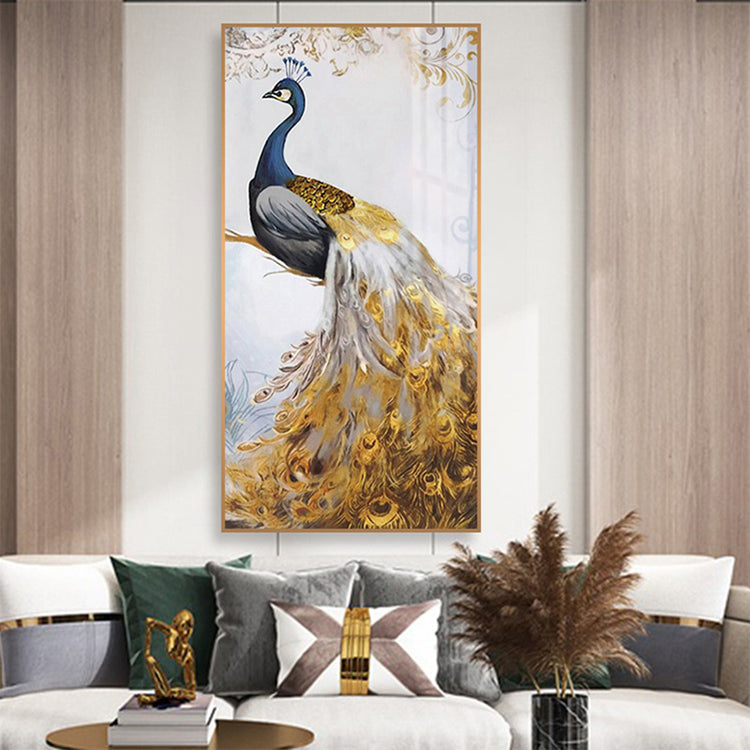 Full view of the home wall art living room decoration poster with beautiful peacock artwork, perfect for enhancing home decor.