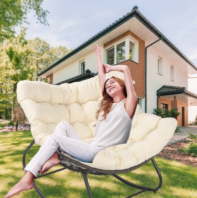 Relax Lazy Sofa Chair in a small apartment setting, emphasizing its portable and space-saving collapsible feature.