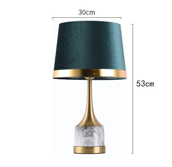 Side angle of the Modern Luxury Bedside Touch Table Lamp, demonstrating its stylish fabric lampshade.