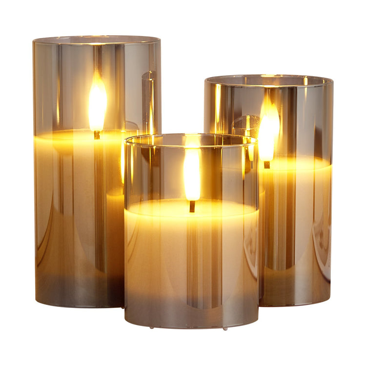 Energy-efficient Flameless LED Candles 3 Pack, providing a chic vibe without wax drips.